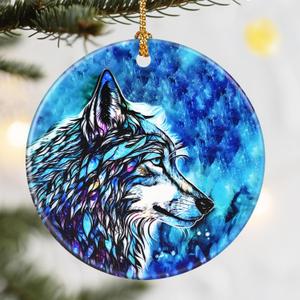 Christmas Ornaments, Dodosky 2.8in Ceramic Wolf Ornament, Xmas Decor, Christmas Tree Ornaments, Xmas Decorations for Tree, Holiday Ornament, Gifts for Wolf Lovers, Gifts for Women Men