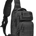 REEBOW GEAR Tactical Sling Bag for Men Military Single Shoulder Backpack Outdoor EDC Range Pack (Black)