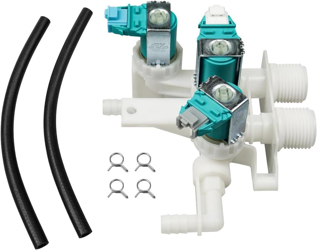 W10599356 Front Load Clothes Washer Water Valve with Two Hoses Compatible with Whirlpool, Maytag, KitchenAid, Kenmore, Amana washers, Washer Water Inlet Valve Replaces W10509710, W10435235, AP5692067