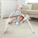 Ingenuity Comfort 2 Go Compact Portable 6-Speed Cushioned Baby Swing with Music, Folds Easy, 0-9 Months 6-20 lbs (Pink Flora the Unicorn)