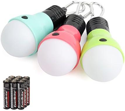 EverBrite 3-Pack Camping Lights - 3 Lighting Modes, Outdoor Christmas Portable LED Bulbs Ideal for Kids’ Adventure Activities, Camping, Emergency and More, 3 x AAA Batteries Included