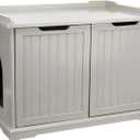 Trixie XL Furniture Litter Box Enclosure (Gray), Hidden Litter Box for Cats with Openings on Either Ends & Large Ventilations Slots, Double Doors for Easy Cleaning, Removable Divider