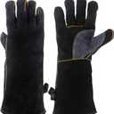 Extreme Heat & Fire Resistant Gloves Leather with Kevlar Stitching,Mitts Perfect for Fireplace, Stove, Oven, Grill, Welding, BBQ, Mig, Pot Holder, Animal Handling