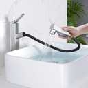 MIAOHUI Vessel Sink Faucet with Pull Out Sprayer, 3 Spray Mode Tall Bathroom Sink Faucet, High Bathroom Faucets for Sink 1 Hole, Single Handle Modern Vanity Faucet with Fountain Mode, Chrome