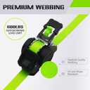 Retractable Ratchet Straps (4-Pack) - Heavy Duty Auto Slow Retraction Tie Down Straps - 1 Inch x 13 Feet (1,800lb Break Strength) for Truck, Cargo Trailer, Motorcycle, ATV, UTV - Fluorescent Green