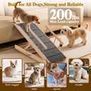 Dog Ramp for Bed, 47" Long Non-Slip Portable Pet Ramp for Small Large Dogs, Wooden Adjustable Dog Ramps for Bed, Couch, Car -Non Slip Carpet Surface and Foot Pads, Height from 12" to 24", Up to 200LBS