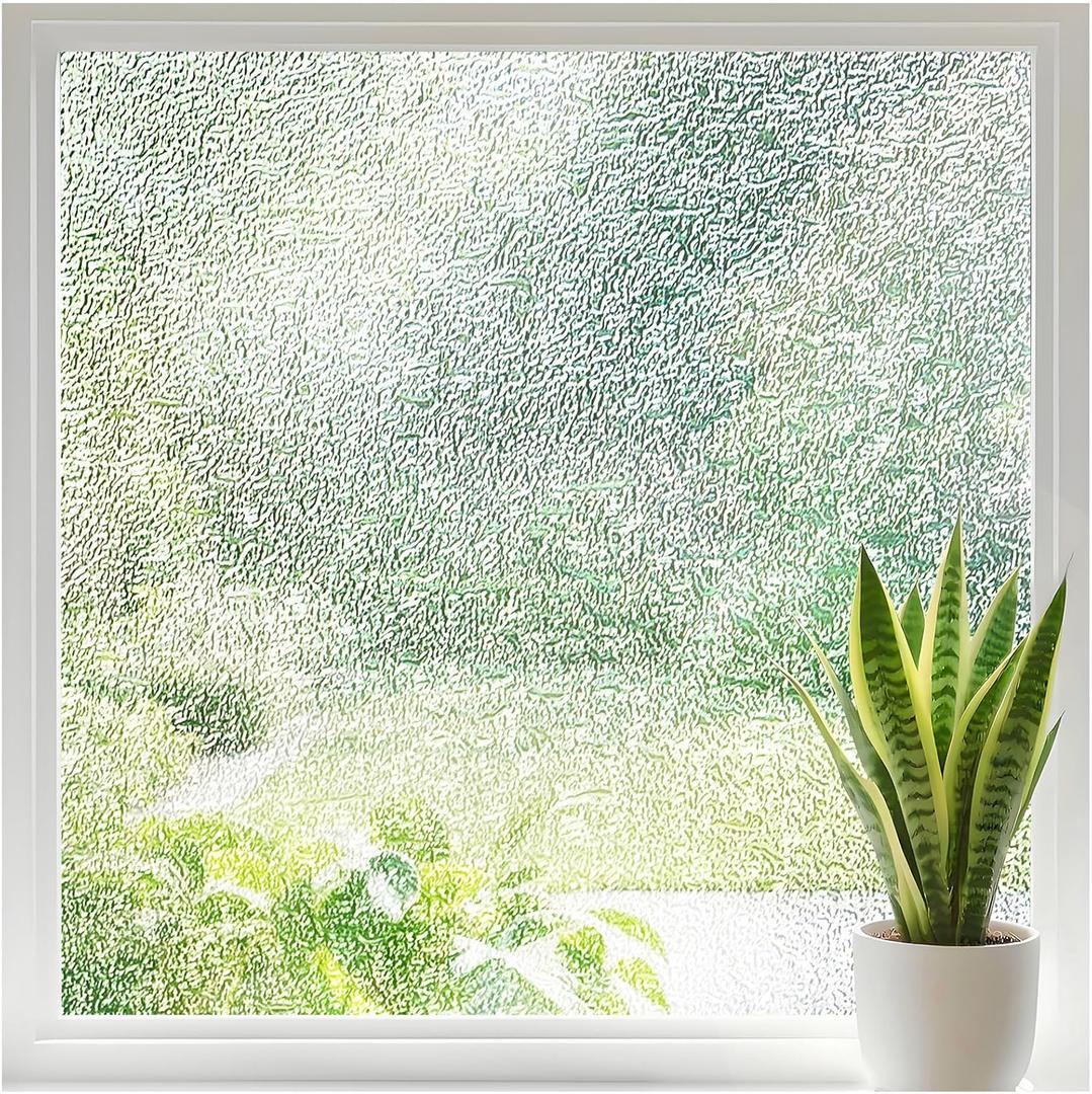 Frosted Glass Window Privacy Film with Ice Vein Texture, Static Cling UV Blocking Removable Covering, Decorative Frosting Film for Home Office Bedroom Door, Clear, 29.5 x 78.7 Inches