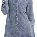 EXARUS Girls Denim Jean Dress Teen Fall Casual Kids Western Shirt Dresses | Short/Long Sleeve Button Down Denim Trendy Outfit (Blue)