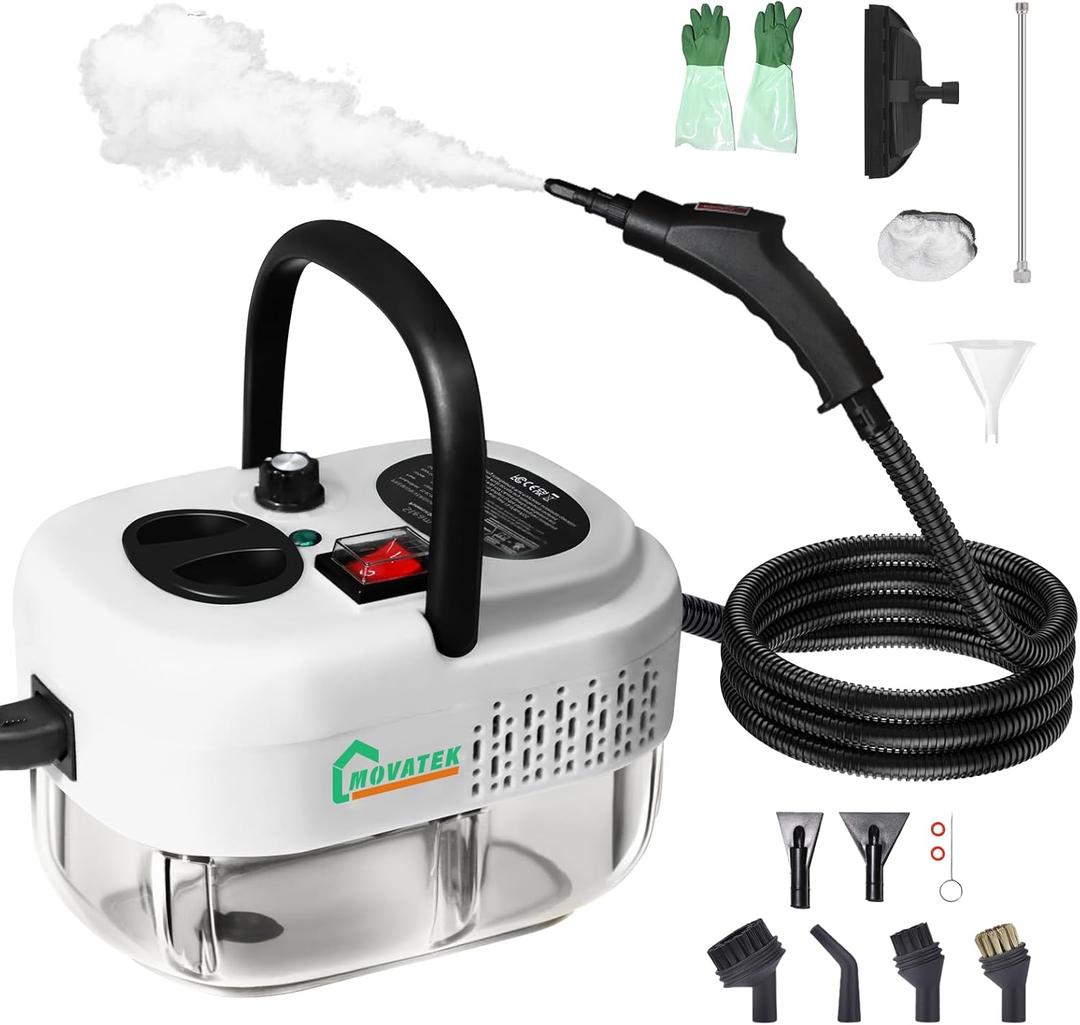 Steam Cleaner Handheld with 1200ml Large Water Tank, High Pressure Steamer for Floors, Upholstery, Grout, Car (White)