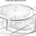 BINO Plastic Round Turntable Organizer with 5 Compartments - Clear | Spinning Divided Turntable Container | Rotating Organizer Storage for Bottle Condiments Fridge Kitchen Counter Pantry Bathroom