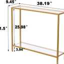 MAJARO Small Modern Console Table for Entryway, Tempered Glass with Metal Frame Sofa Table for Living Room, Hallway, Office (Double-Layer, Gold)