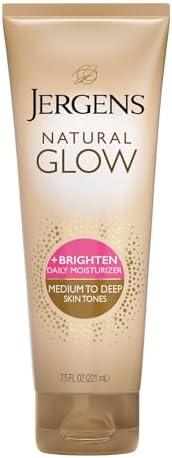 Jergens Natural Glow Self Tanner Body Lotion, Sunless Tanning, Medium to Deep Skin Tone, Daily Moisturizer with Coconut Oil, Vitamin E and Antioxidants, 7.5 Oz 2 Pack