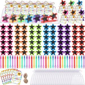 Kathfly 36 Sets End of Year Students Gift Bulk Include Star Sunglasses Bubble Wands Cards Organza Bags Kindergarten Preschool Gifts for Kids Teacher Classroom Summer Beach Party Favors(Star)
