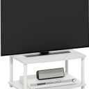 Furinno Turn-N-Tube TV Riser Stand, 2-Tier Small Elevated No Tools TV Stand, TV Console for TV up to 32 inch, 15.8 x 23.8 x 11, for Living Room, Bedroom, White