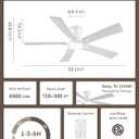 52 Inch White Ceiling Fans with Lights ＆ Remote, ETL Listed