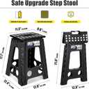 Delxo 17.5 Inch Folding Step Stool,Foldable Stool for Adults with Safety Lock,Portable Collapsible Plastic Step Stool,Non Slip Folding Stools for Kitchen Bathroom Bedroom Up to 400LBS,(Black 1PC)