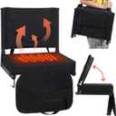 Heated Stadium Seats with Backrest and Cushion, Portable and Lightweight, Ideal for Camping, Beach, Sporting Events, Folds to Compact Size, Extra Wide, USB Battery Not Included (Heated-black-1pc)