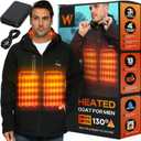 Weston Men’s Heated Coat, 4 Heating Zones, 7.4V, 4800 mAH Rechargeable Battery, 3 Adjustable Heat Levels