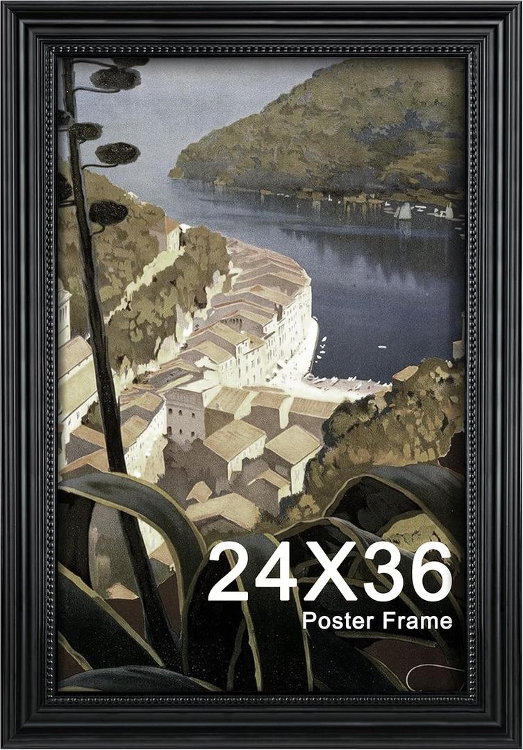 24x36 Poster Frame, Vintage Black 24 x 36 Poster Frame with HD Plexiglass Durable for Horizontal or Vertical Wall Mounting, 1 Pack