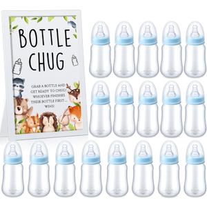 Roowest Bottle Chug Baby Shower Game Favors Including Woodland Animal Theme Wooden Sign and 18 Pcs Baby Bottles for Gender Reveal Party Supplies (Blue) Roowest Bottle Chug Baby Shower Game Favors Including Woodland Animal Theme Wooden Sign and 18 Pcs Baby Bottles for Gender Reveal Party Supplies (Blue)