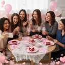 175 Pcs Pink Plates and Napkins, Pink Mothers Day Decorations Include Scalloped Birthday Plate Napkins Cups Plastic Cutlery Disposable Dinnerware for Wedding, Bridal Baby Shower