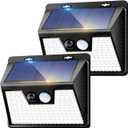 Solar Lights Outdoor 2 Pack, 140LED/3 Modes Motion Sensor Wall Lights Solar Powered, Wireless IP65 Waterproof Solar Lights Outside Bright for Deck Steps Fence Patio Front Door Pathway, White