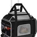Petskd Top-Expandable Pet Carrier with Wheels 19x13x9 Inches Southwest Allegiant Airlines Approved, Soft-Sided Carrier for Small Dog Under 12 lbs and Large Cat Under 15 lbs(Black)