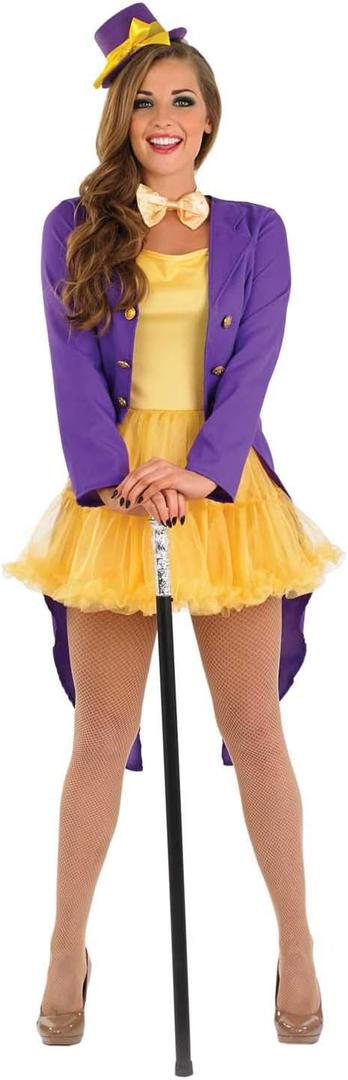 fun shack Womens Chocolate Factory Owner Costume, Halloween Teacher Womens Book Character Costumes for Adults (Small, Yellow)