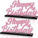Glitter Pink Letter Happy Birthday Sign Centerpieces for Table Birthday Party Supplies Birthday Favor Decoration for 30th 40th 50th 60th 70th 80th 90th 100th Birthday Table Decoration