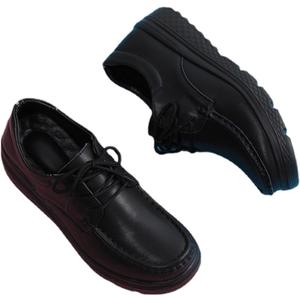 Purubylley Women's Slip Resistant Lightweight Nursing Shoes Comfortable Lace Up Work ShoesNursing Work Healthcare Slip Resistant Breathable Restaurant Food Service Leather Loafers (9, Black)