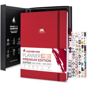 Clever Fox Planner PRO Premium Jan 2024-Jan 2025 – Luxurious Weekly, Monthly & Budget Agenda Organizer for Productivity & Reaching Goals, A4 Hardcover + Keepsake Box – Red
(A4 (8.5" x 11"))