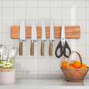 Magnetic Knife Strip, 16 Inch Oak Magnetic Knife Holder for Wall with N52 Strong Magnets, Premium Wooden Knife Magnetic Strip Organizer for Kitchen Knives, Tools,No Drilling