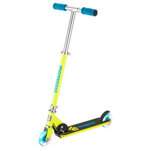 Neon Yellow Mongoose Force 1.0 Folding Scooter Ages 5+ Max weight 176 Lbs LED Lighted Wheels