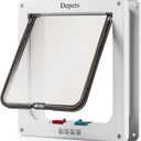Depets Large Cat Door (Outer Size 9.9" x 9.2"), 4 Way Locking Cat Flap Door for Interior Exterior Doors, Weatherproof Pet Door for Circumference < 23"