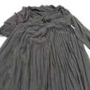 Plus Size Floor-Length Solid Long Sleeve Pleated Women's Maxi Dress Prom Dress with Belt Size 5XL