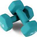 Fitvids Neoprene Dumbbell Hand Weights, Anti-Slip, Anti-roll, Hex Shape Colorful, Pair or Set with Stand (7-Pound, Pair)