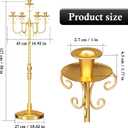 Floor Candelabra 50 Inch Gold Candlestick Holder 5 Arms Candle Holders Antique Flower Stand Centerpiece Decorative Candle Holder for Events, Party, Ceremony, Wedding Aisle, Home 2 Pcs (Beaded Styling)