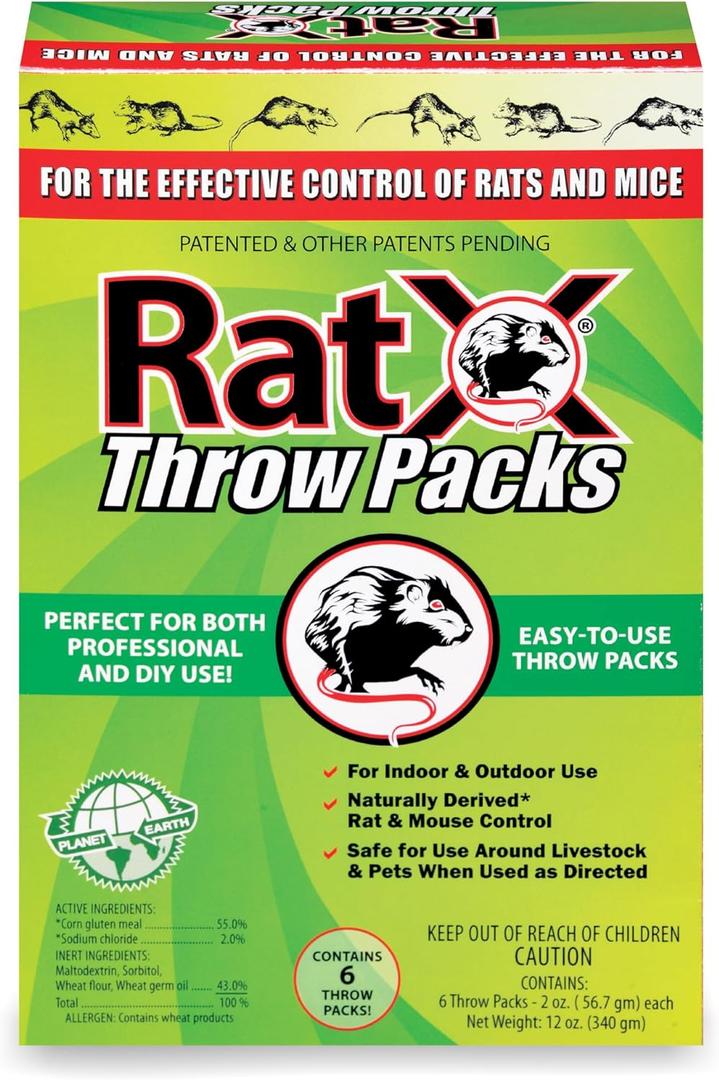 RatX Throw Packs- for All Species of Rats and Mice Safe Around Pets