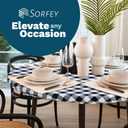 Sorfey Vinyl Fitted Tablecloth Cover, Checke Design, Flannel Backed Lining Fits Up-to 40-44 Round Tables Red