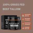 2 x Beef Tallow for Skin, Tallow Honey Balm, Natural Organic Moisturizer Leaves Skin Soft And Smooth, Deeply Moisturizing for Face and Body Sensitive Dry Skin Repair, 2.12 OZ