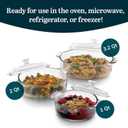 Libbey Baker's Basics 3-Piece Glass Casserole Dishes with Glass Covers, Stackable Casserole Dishes for Oven, Microwave, Refrigerator, Versatile Baking Dish Set