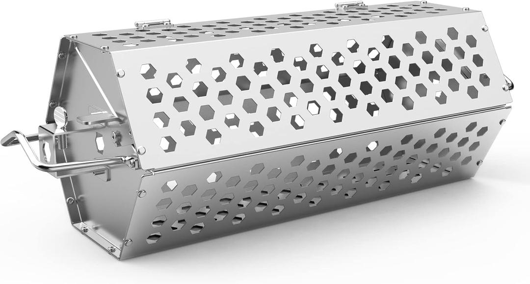 only fire 17 inch Stainless Steel Round Tumble Rotisserie Basket Cooking Accessory for Most Grills, Great for Cooking Veggies, Chicken Wings, Shrimps