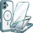 Miracase for iPhone 17 Case 6.3'', Full-Body Military Grade Drop Protection Outdoor Phone case with Built-in Glass Screen &Camera Control,Easy Installation,No Gap,Compatible with MagSafe, Green