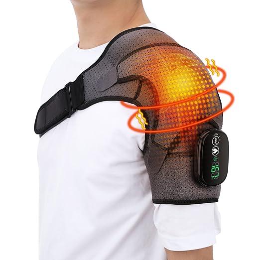Cordless Shoulder Heating Pad with Massage, Heated Shoulder Wrap for Pain Relief, Heated Shoulder Brace Shoulder Massager for Frozen Shoulder Relief Rotator Cuff