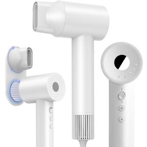Hair Dryers for Women, 110000 RPM High Speed Blow Dryer, 200 Millions Negative Ionic Hair Dryer, 1600W Quiet Hairdryer for Travel, Hair Dryer with Nozzle, 4 Temp & 3 Speed Setting, White
