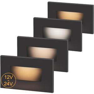 Kadision 3 Color Low Voltage 12V-24V LED Step Lights Indoor and Outdoor, 3.5W 175lm Stair Light, Aluminum Oil Rubbed Bronze, 4 Pack