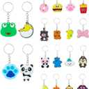 100pcs Cartoon Keychain for Kids Party Favors, Mini Cute Keyring for Classroom Prizes, Birthday Christmas Party Favors Gift, Goodie Bag Stuffers Supplies, 20 Colors