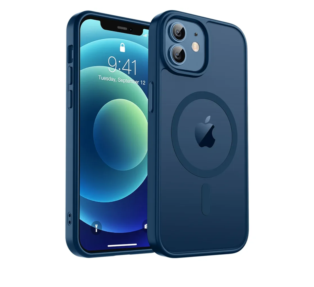 Magnetic for iPhone 12 Case & iPhone 12 Pro Case, [Compatible with MagSafe] [10 FT Military Grade Drop Protection] Slim Translucent Matte Shockproof Anti-Scratch Phone Cover, Dark Blue