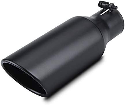 LCGP 2.5 Inch Inlet Exhaust Tip 2.5" x 4" x 12" Black Exhaust Tailpipe With Blot-On Design, Universal for Car