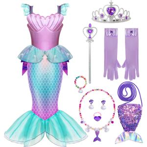 Spooktacular Creations Halloween Mermaid Costume for Girls, Little Mermaid Dress, Princess Dress Up for Girls 4-6 for DressUp (3T (3-4 yr))